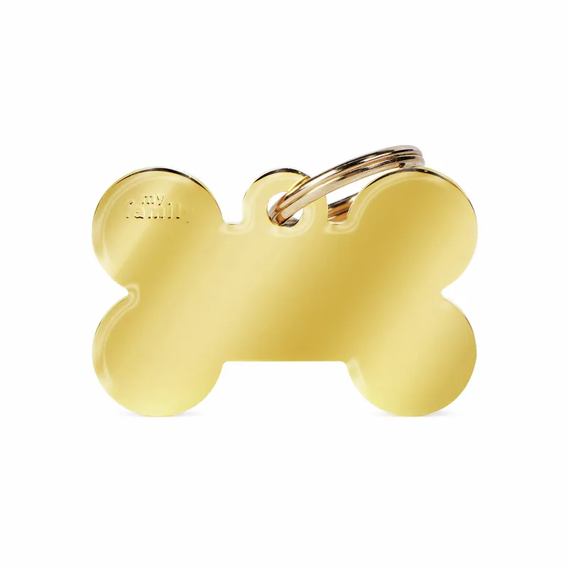 MY FAMILY Basic Big Bone Tag goldenes Messing Hundemarke Neue Kollektion